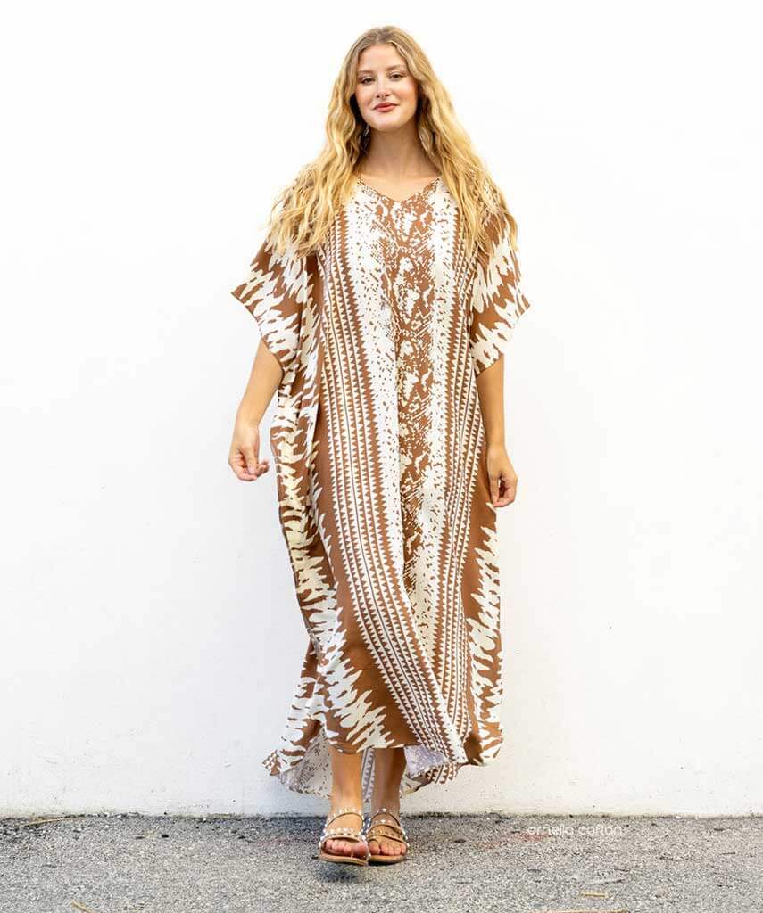 Black and white batik kaftan dress - Mia