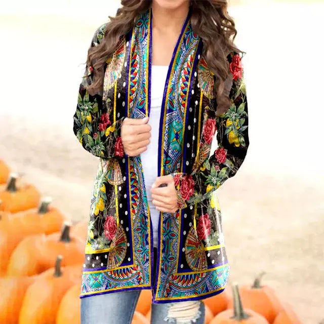 Vintage Strickjacke Mit Blumendruck