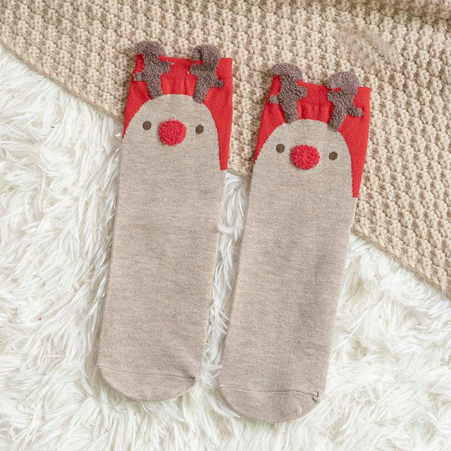 Cartoon Gestreifte Socken Beige