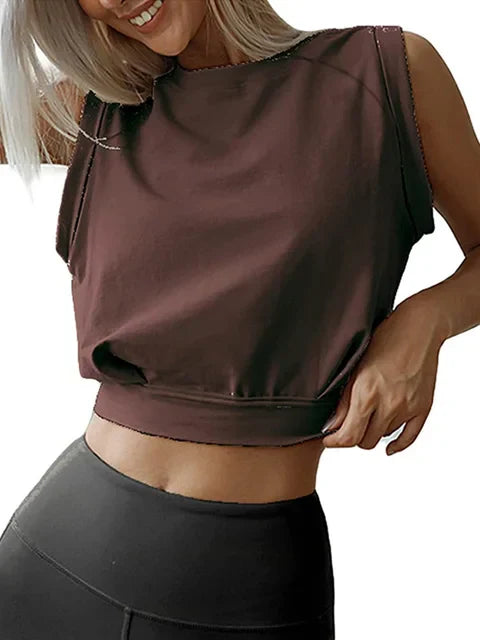 Lena - Black Sports Crop Top