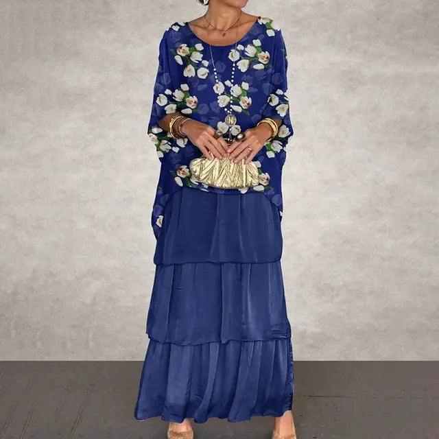 Blue set with floral print - Lara