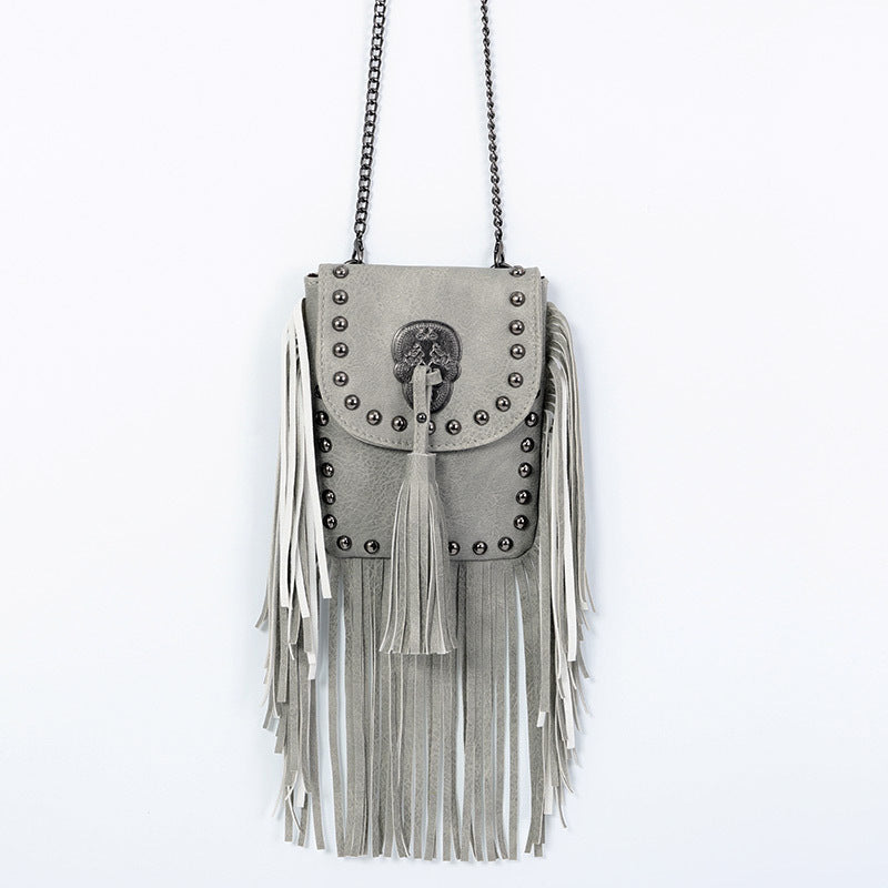 Vintage-Boho-Tasche Grau