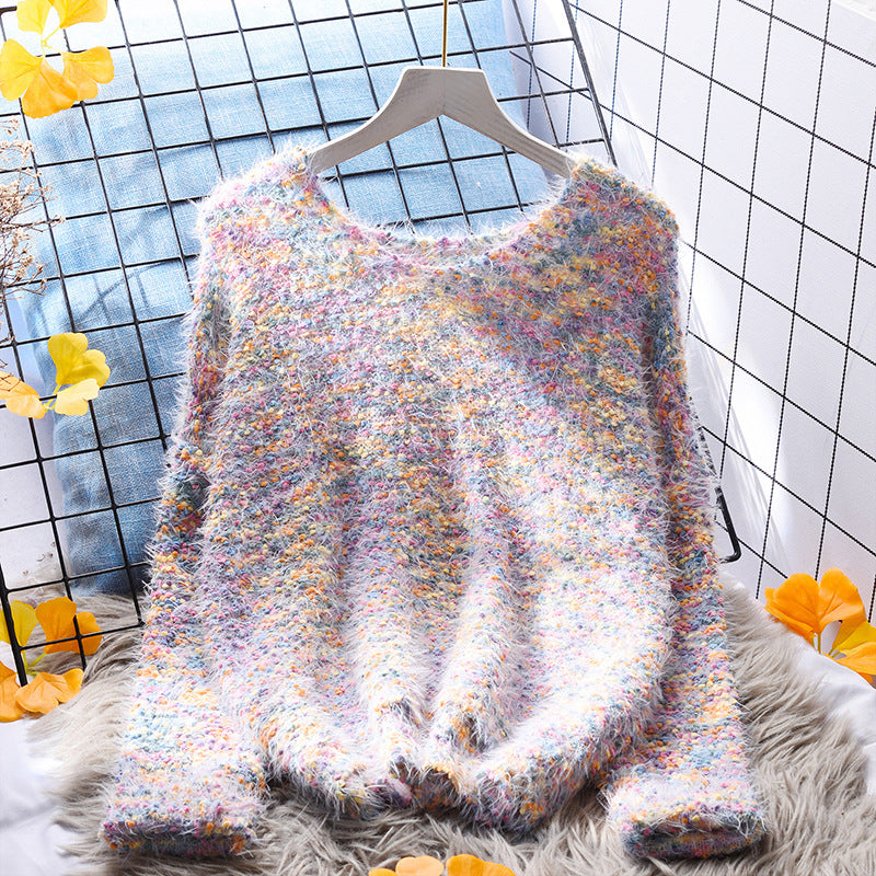 Bunter Gepunkteter Pullover Lila Einheitsgröße