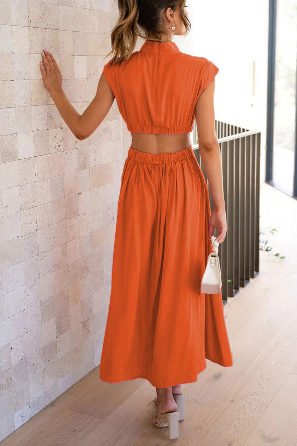 Light of My Life Cutout Waist Pocketed Vacation Midi Dress