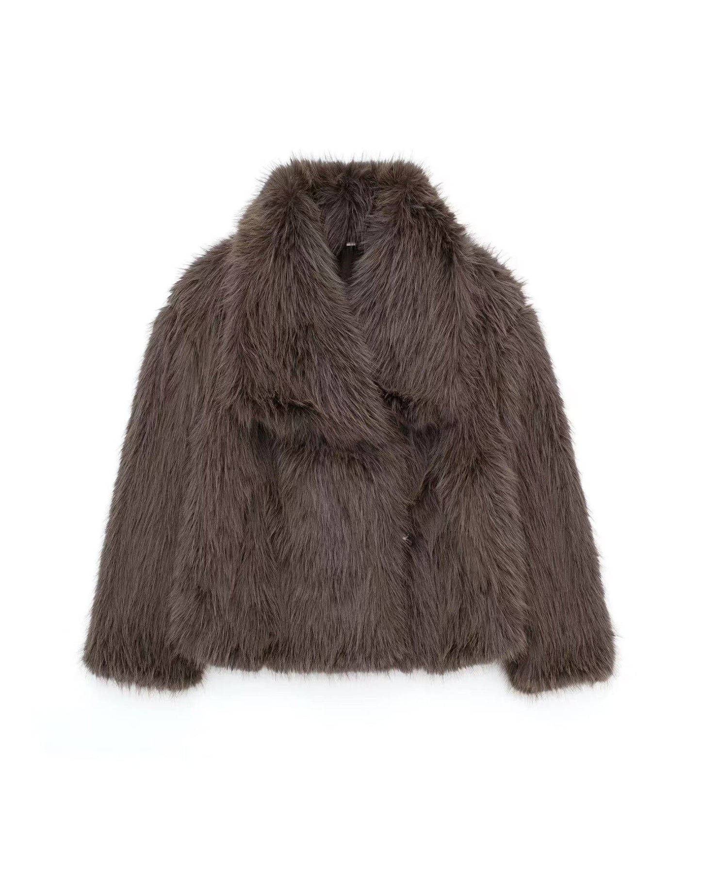 Arctic Embrace Cropped Large Lapel Plush Jacket