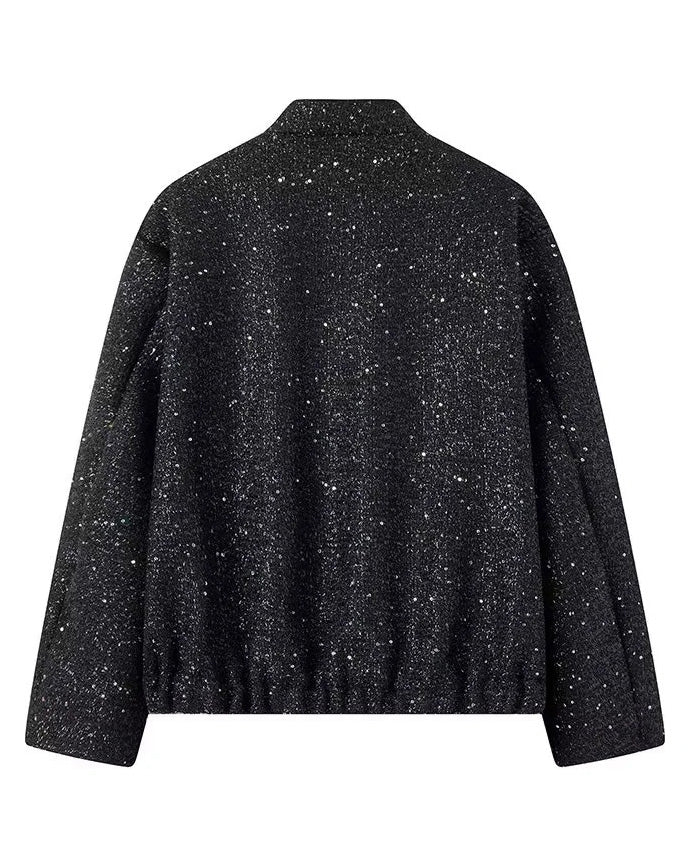 Aspen Gold Sequined stand-up collar jacket