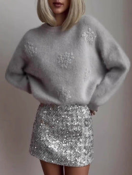 Cloud Touch floral embroidered pullover sweater