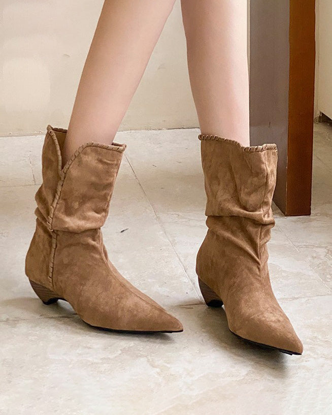 City Rebel low-heeled suede mid-calf boots