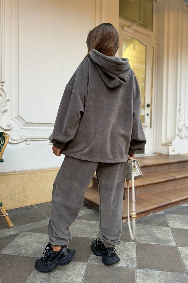 Campus Crew Polar fleece hooded sweatshirt and sweatpants two-piece set