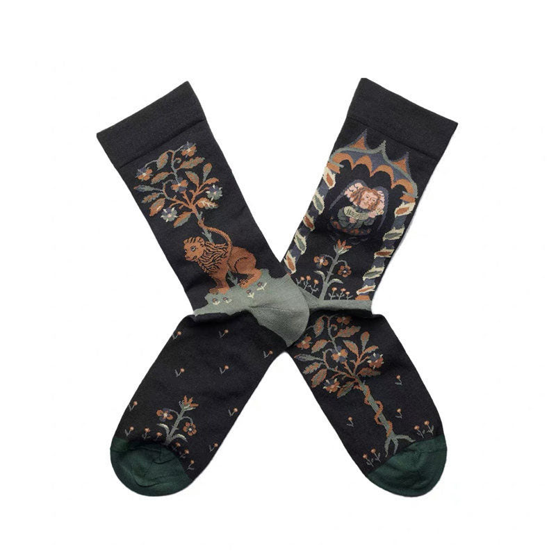 Vintage Bedruckte Socken Schwarz