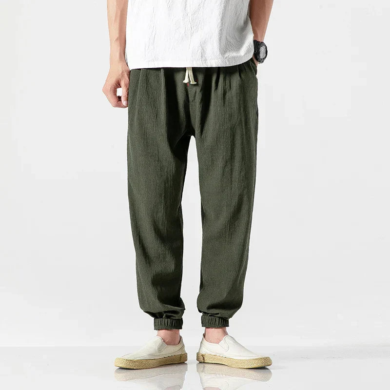 Black men's summer pants - "Luca" lightweight joggers