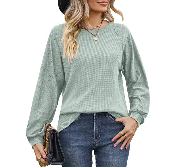 Ella - White waffle knit shirt