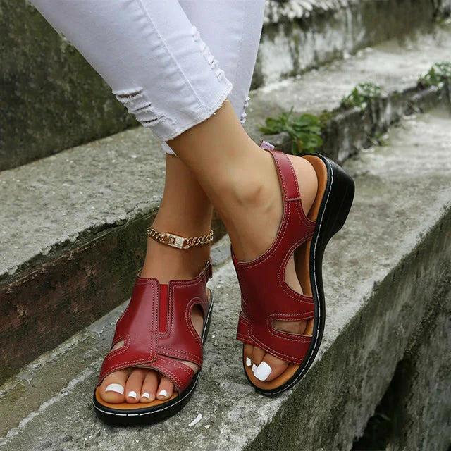 Vintage Lässige Bequeme Sandalen Rot