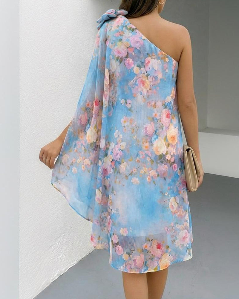 Kleid Cape-Stil Blumenprint
