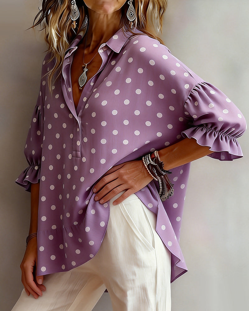 Bluse Revers Punkte