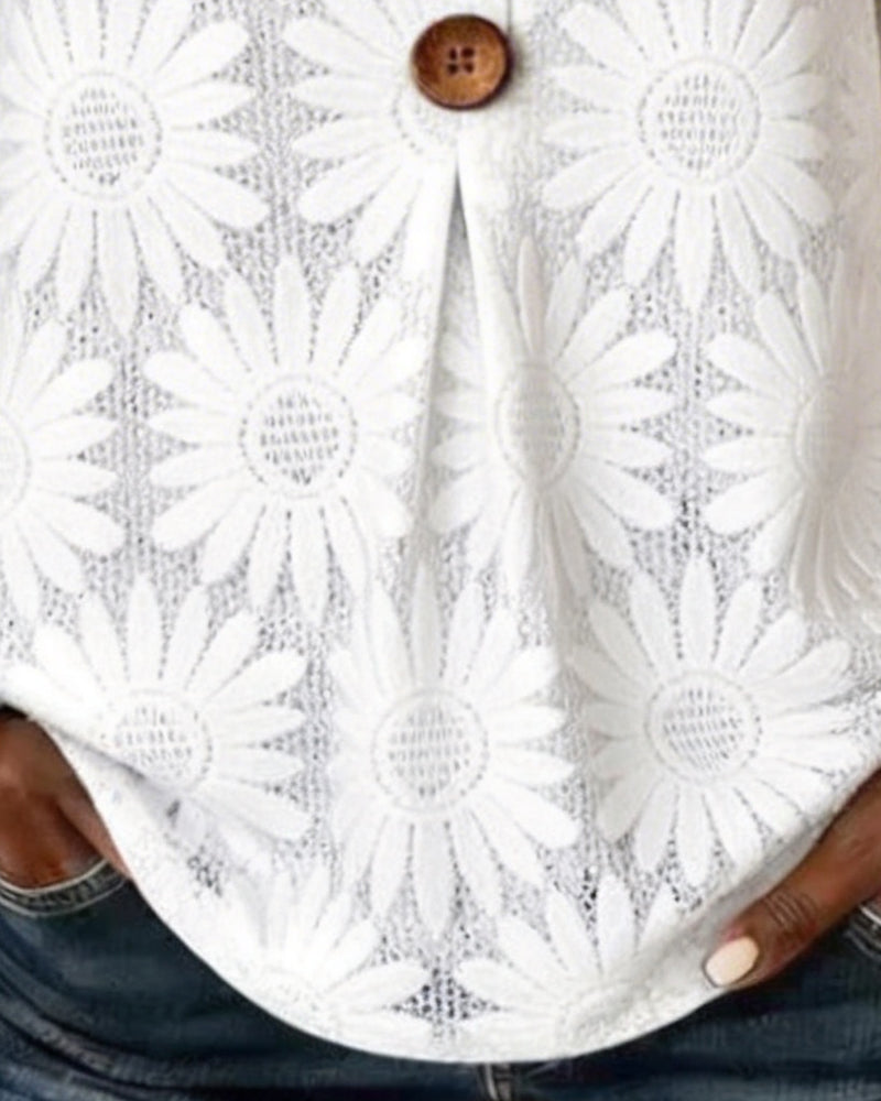 Rüschenbluse Mit Margeritenprint Und Rüschenärmeln