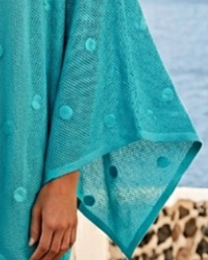 Cover-Up Bluse Tupfen Loose Fit Fledermausärmel