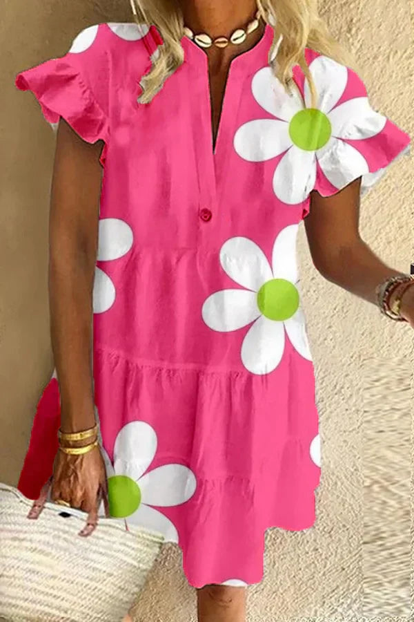 Fiona - Pink summer dress with daisies