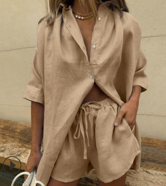 2er Set 'Bellezza' bestehend aus Top und Shorts Khaki