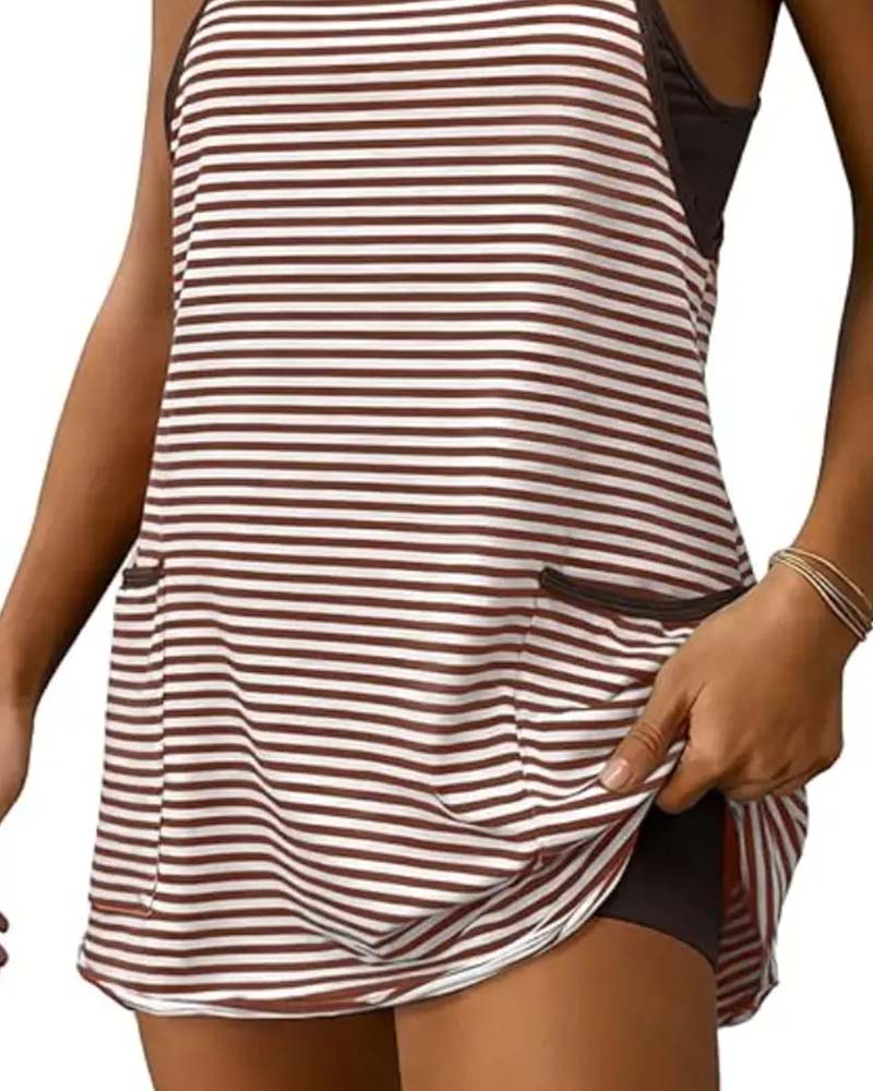 Jumpsuits Gestreift Ärmellos Camisole Lässig