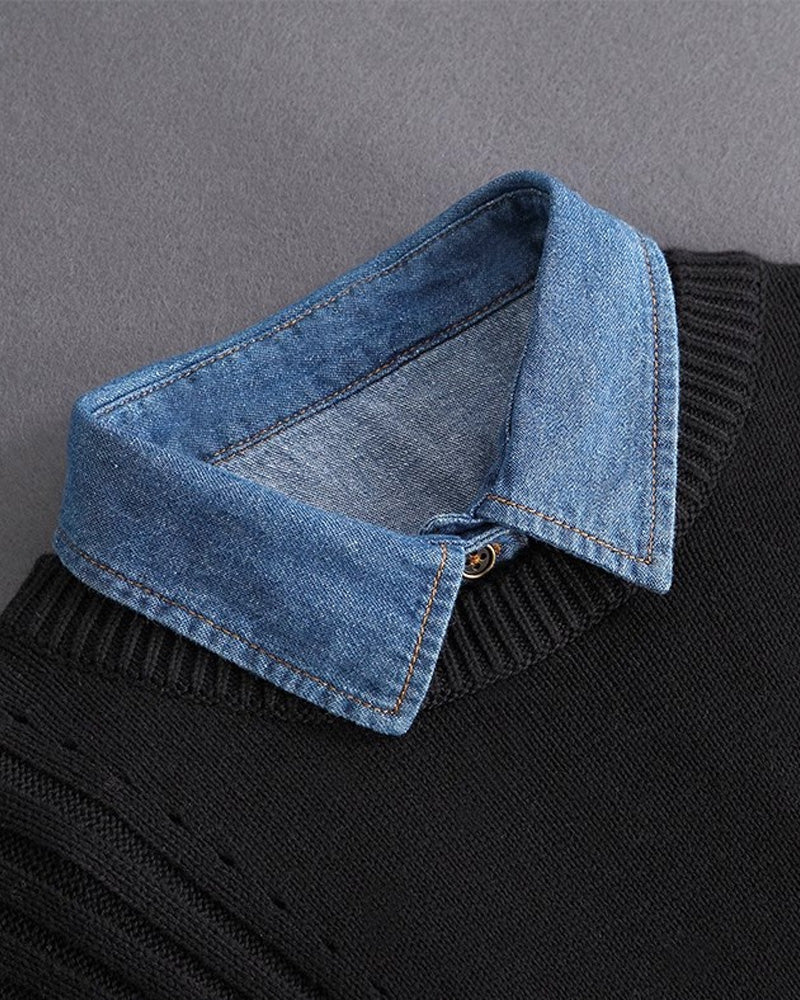 Kragen Klassisch Edgy Denim Falsch