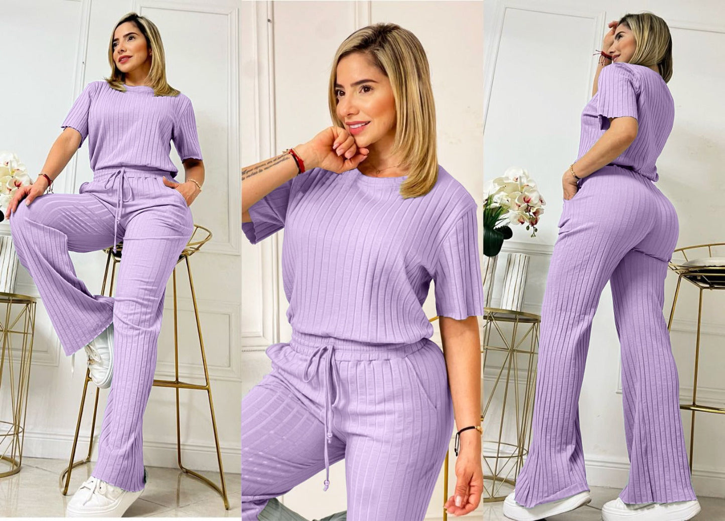 Black Rib Knit Set - Lara