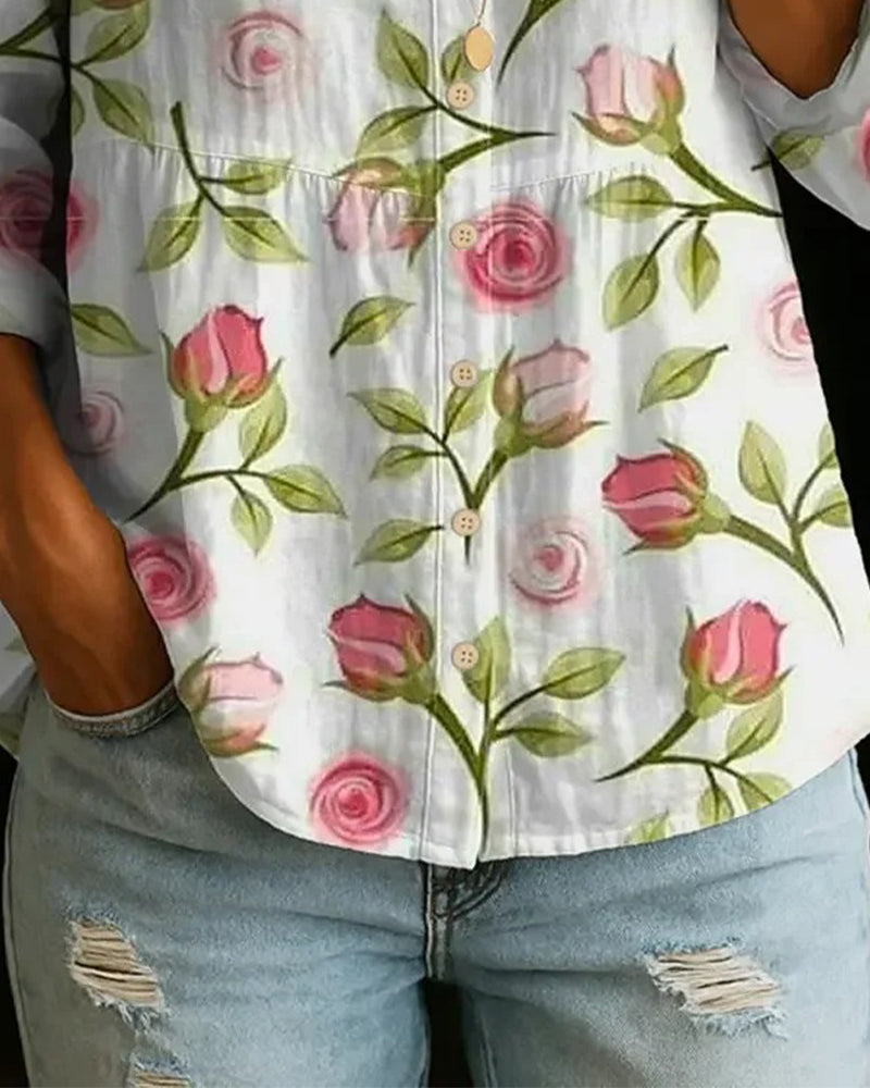 Bluse Blumendruck Locker