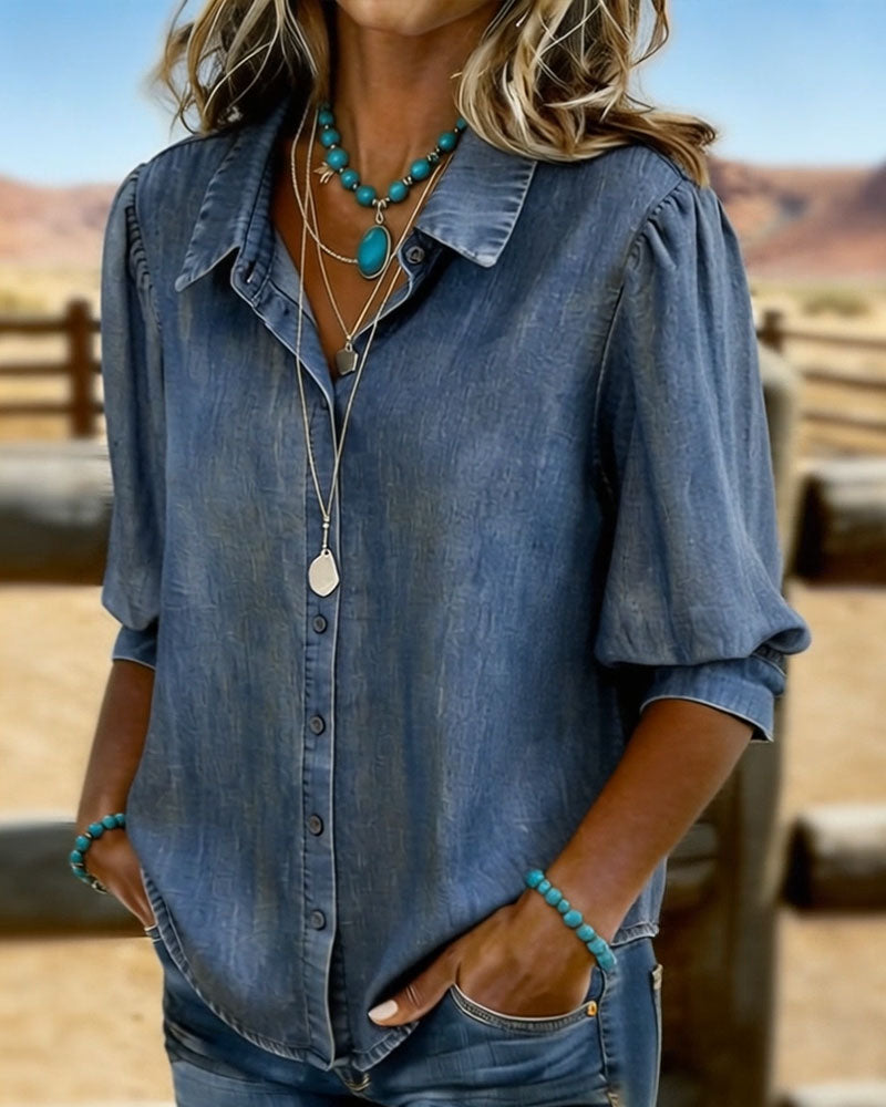 Hemd Bubble Kurzarm Denim