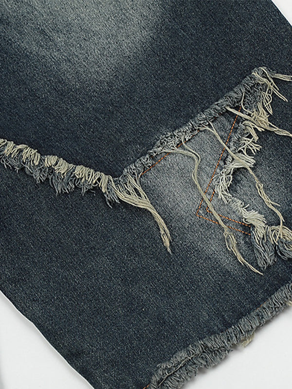 Vintage Baggy SternmusterPatchwork Jeansshorts