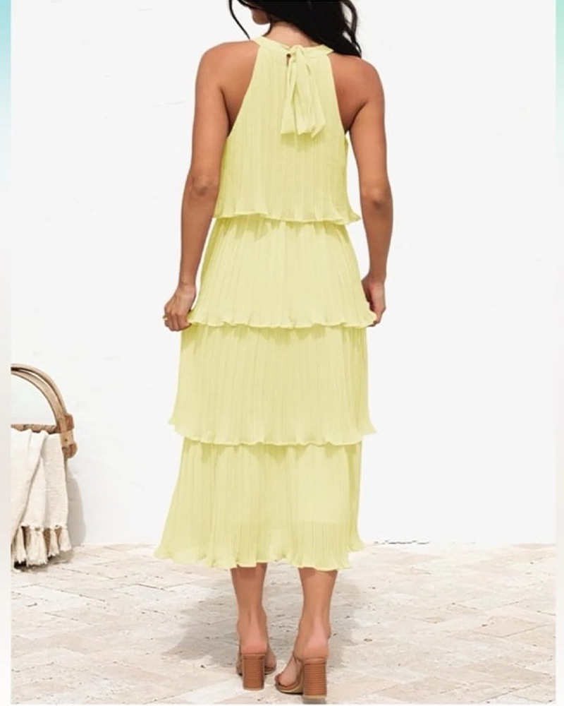 Elegantes Halstuch-Maxi-Kleid Blumig Gestuftet