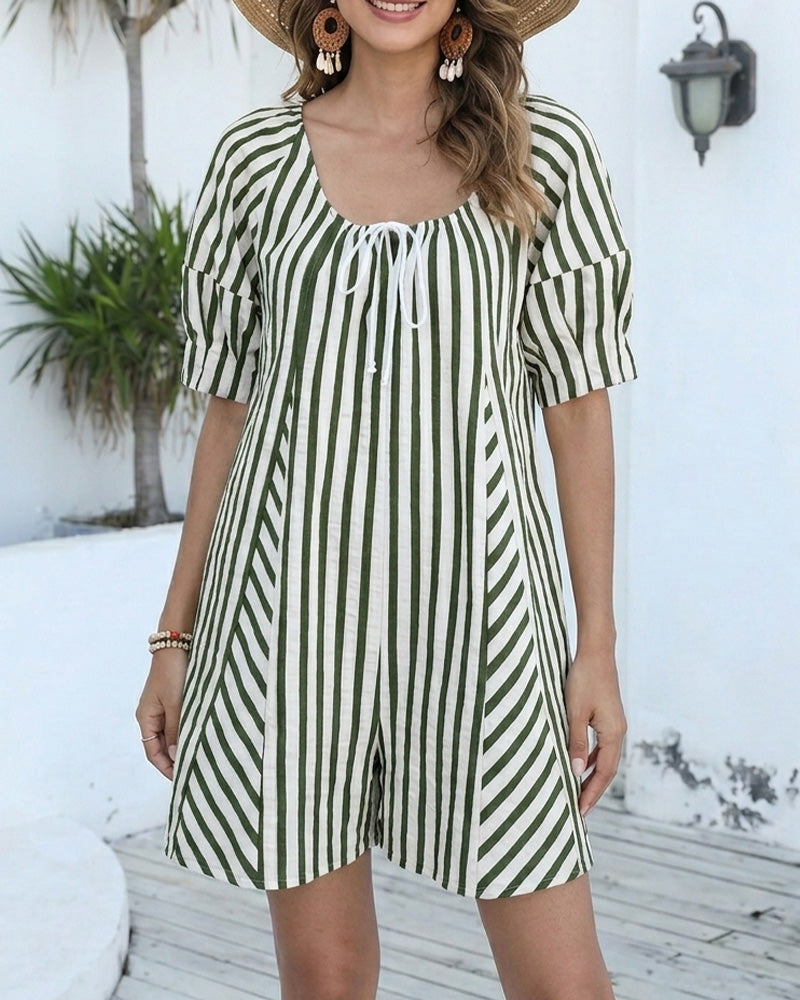 Overall Gestreift Locker Shorts