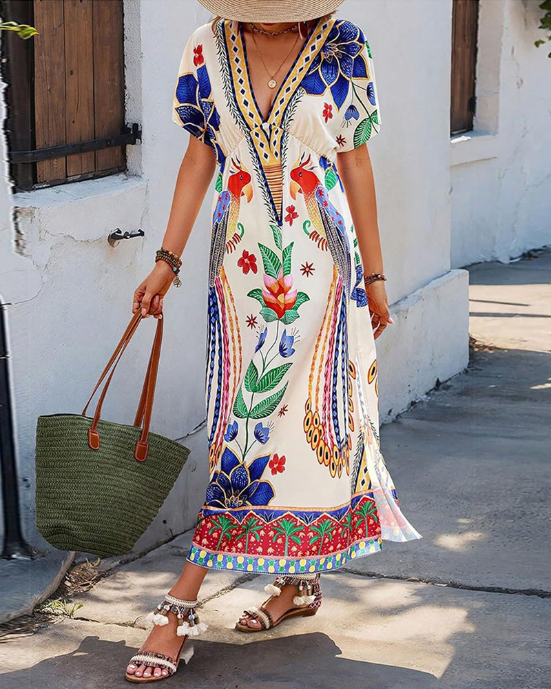 Kleid Bohemian-Druck Urlaub Maxi