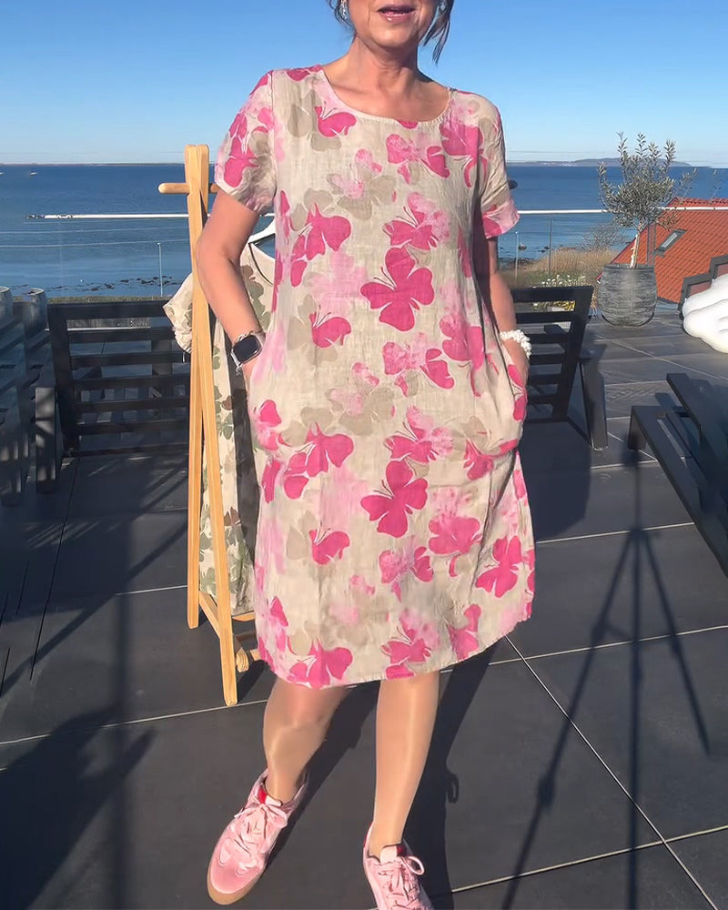 Kleid Lässig Schmetterlingsdruck