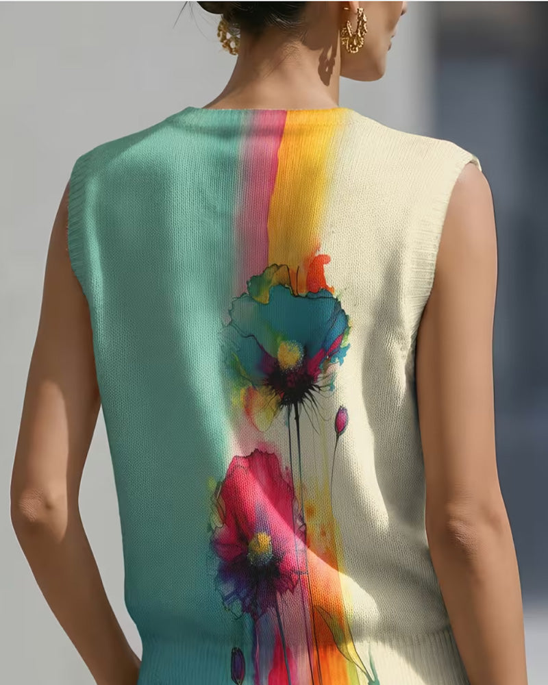 Pullover Aquarell Blumige Weste