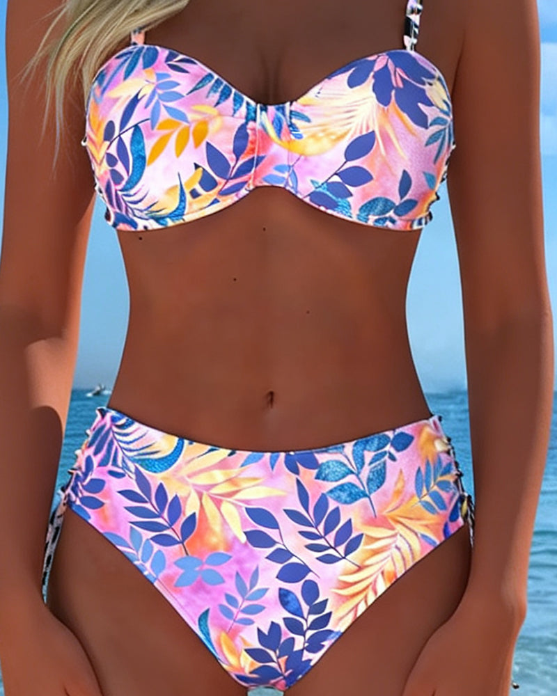 Bikini Bralette Blatt Druck