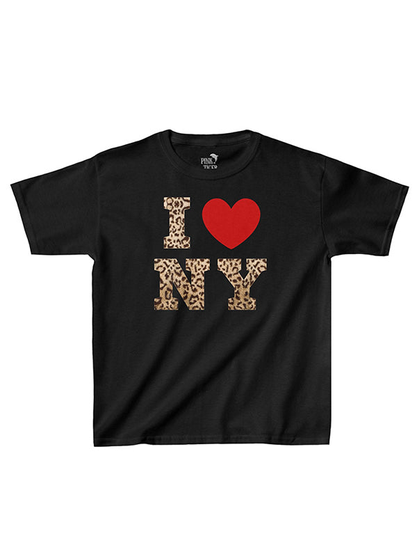 Kontrastfarbenes T-Shirt mit Amerikanischer Beschriftung in Kurzarm