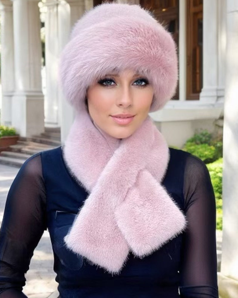 Flauschiger Fell-Bucket-Hut, Warmer Winterhut + Kostenloser Passender Schal
