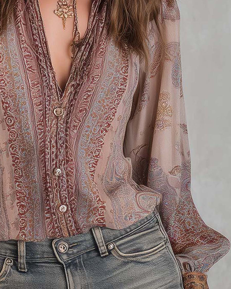 Bluse Mode Puffärmel Retro