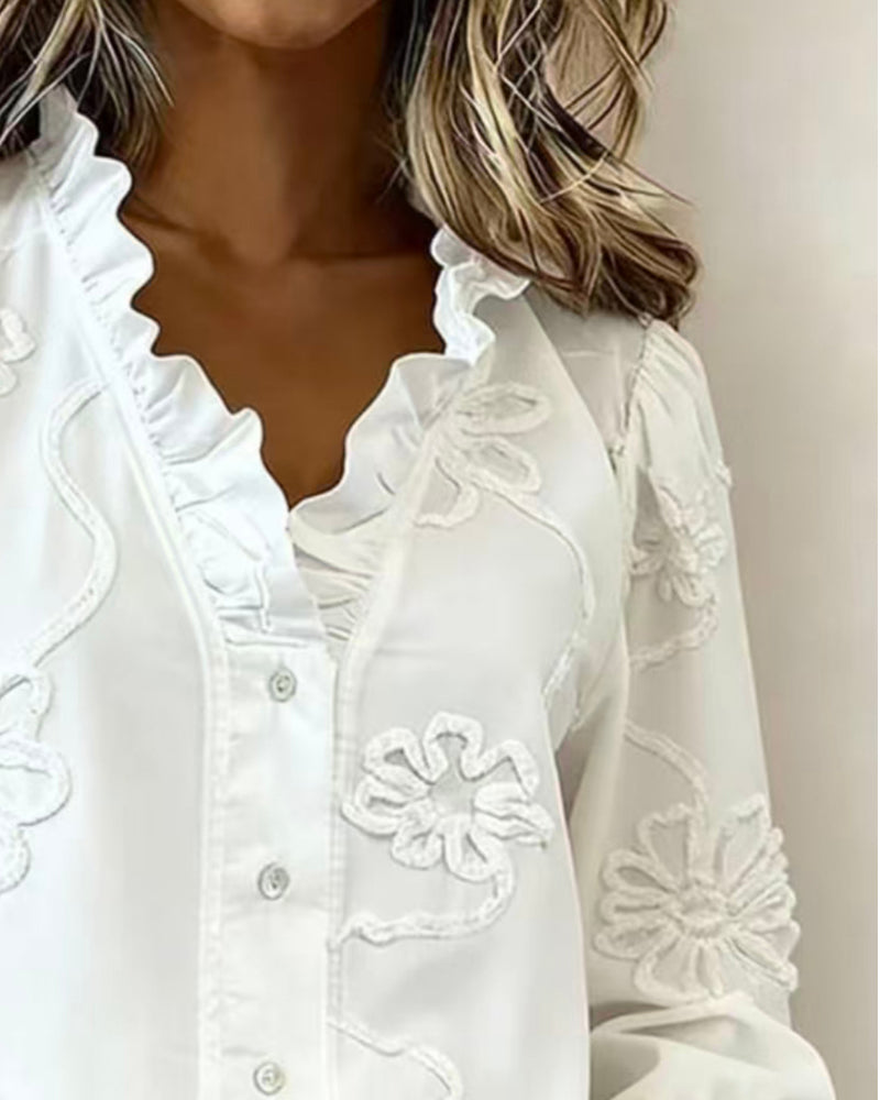 Bluse Rüschen Puffärmel