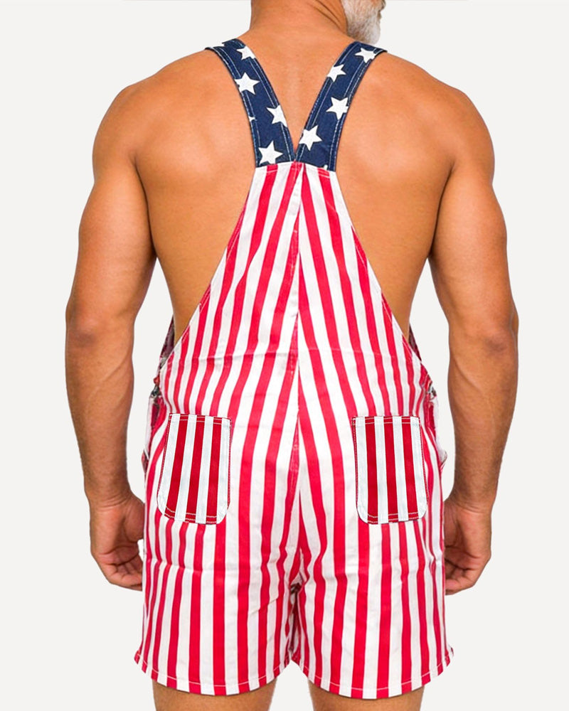 Overall Herren Flaggen Druck Träger Shorts