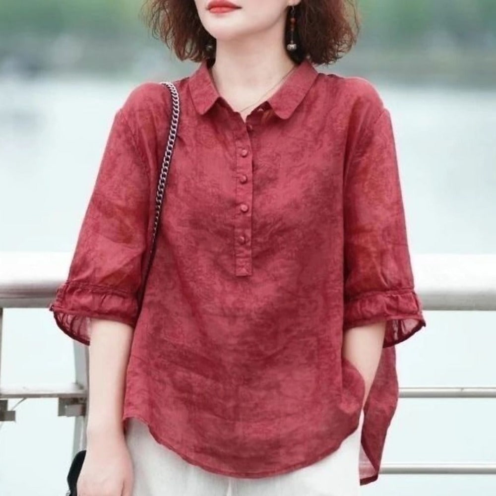 Long Sleeve Button Up Shirt for Women - Caterina