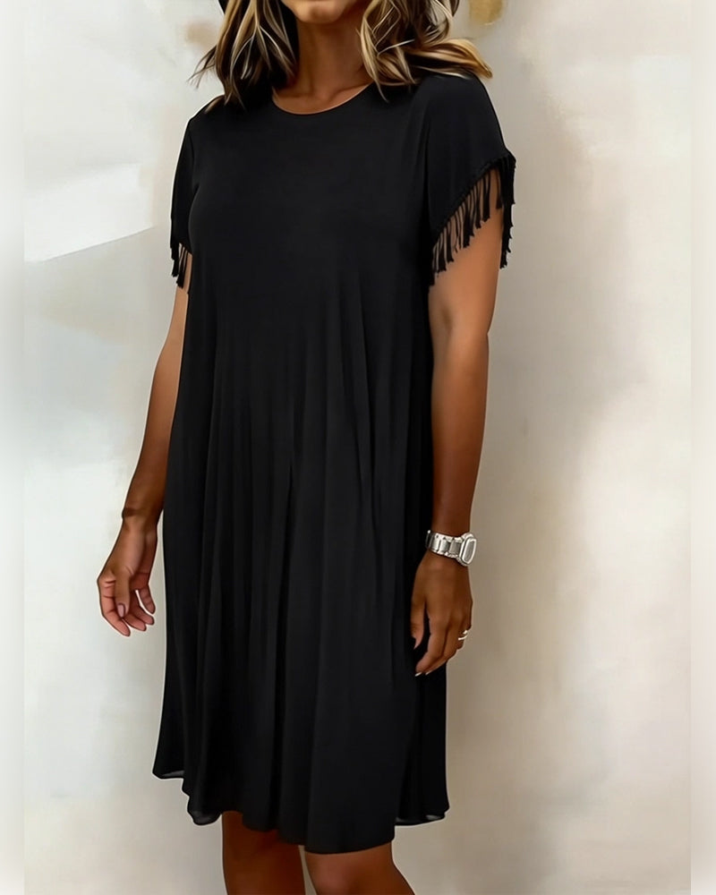 Kleid Unifarben Quaste Fallend