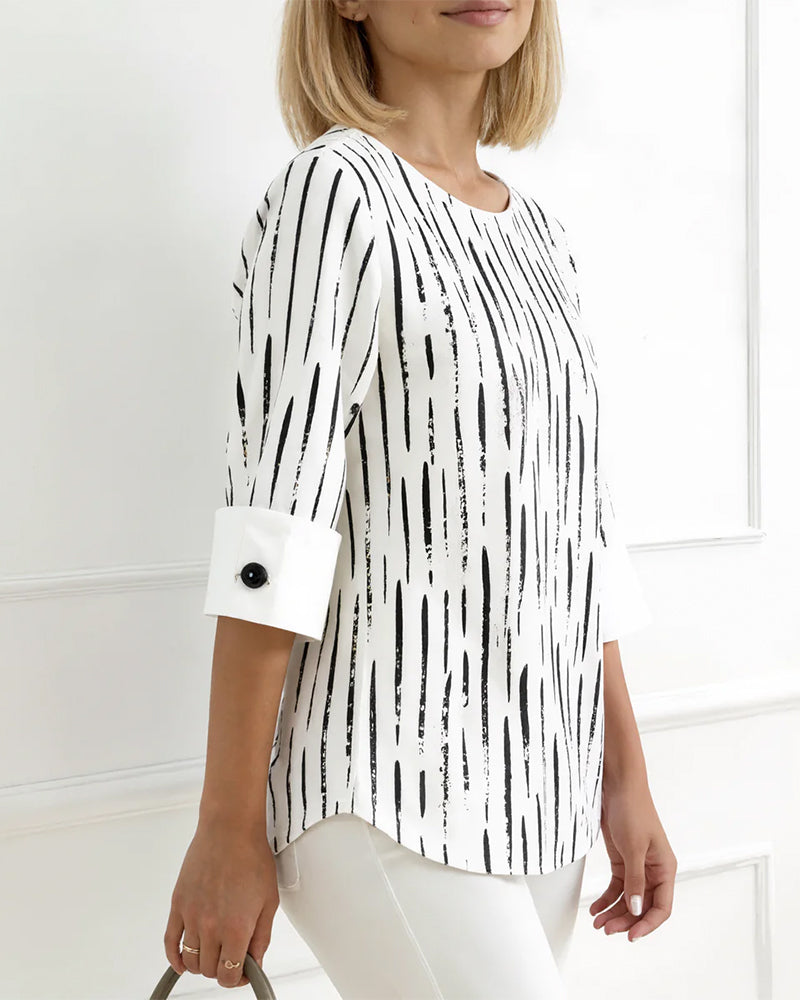 Bluse Linienprint 3/4-Arm