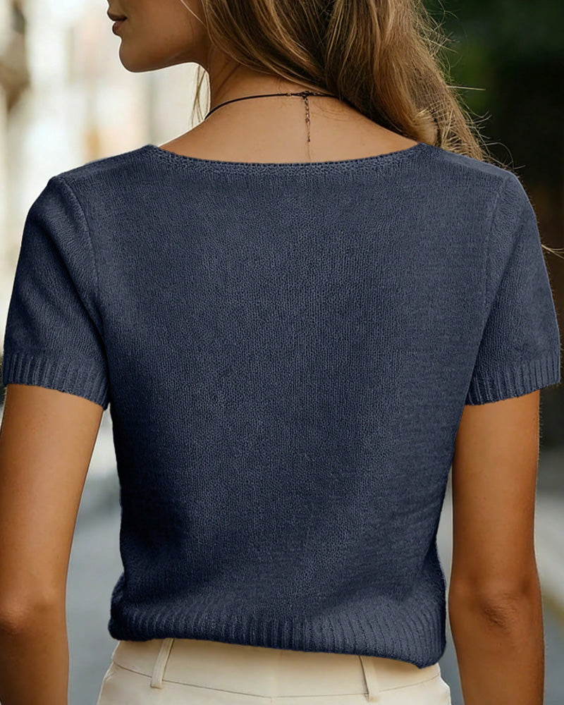 Pullover Argyle Kurzarm V-Ausschnitt