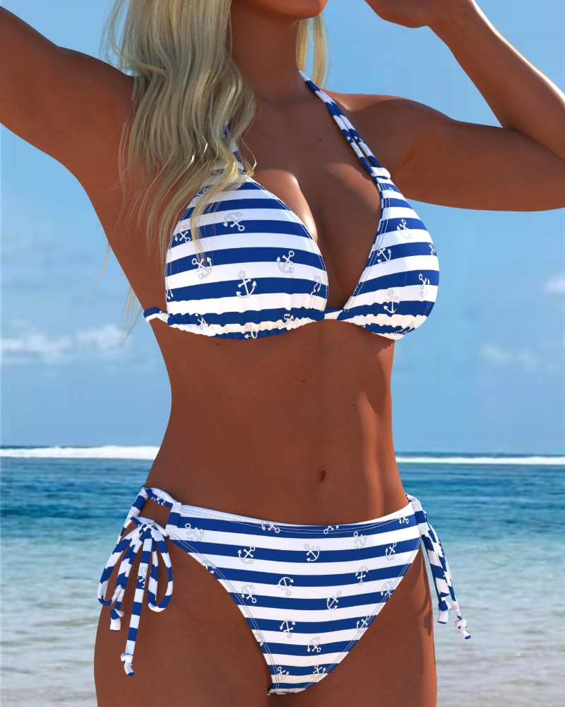 Bikini Doppelter Träger Halter Gestreift