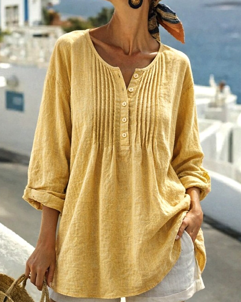Bluse Geknittert Midikurz Freizeit
