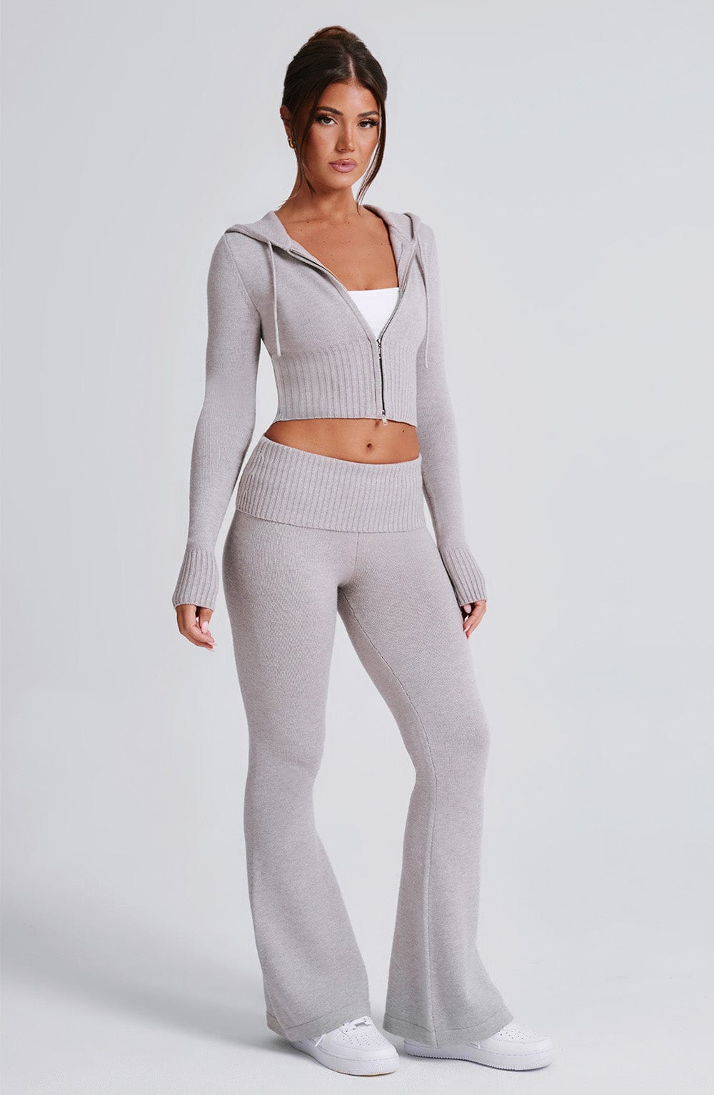 Pantalon en tricot Carolina - gris clair chiné