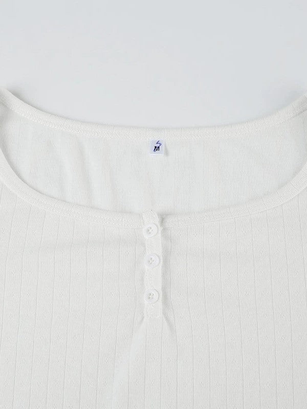 Klassisches V Ausschnitt Knopfleiste Langen Ärmeln Top