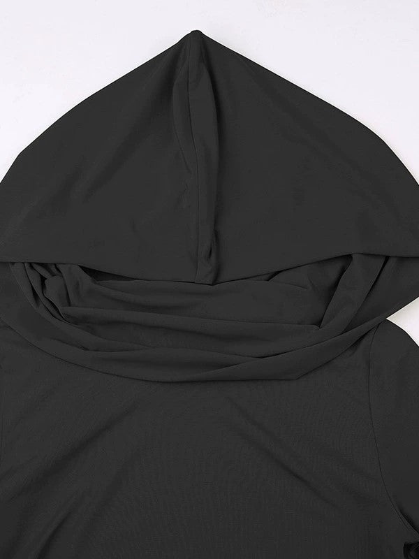 Vintage Wrinkled Hooded Long Sleeve Crop Top