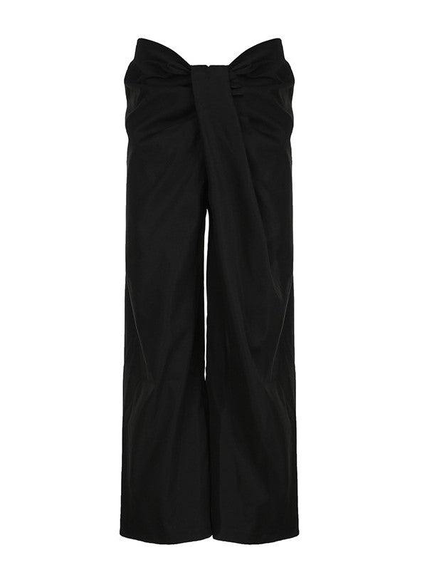 Vintage uregelmessig kors midje bukser med brede ben